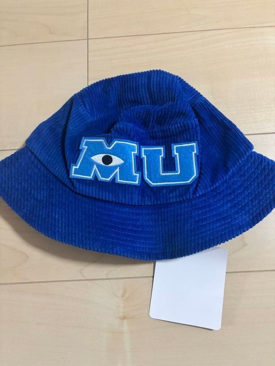 Monsters blue Corduroy Bucket Hat with MU Lettering Tokyo Disney resort Japan
